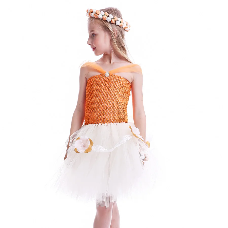 Moana Inspired Tutu Dress For Girls Birthday Party Handmade Kids Lace Flower Tulle Girl Halloween Cosplay Fancy Costume | Детская одежда