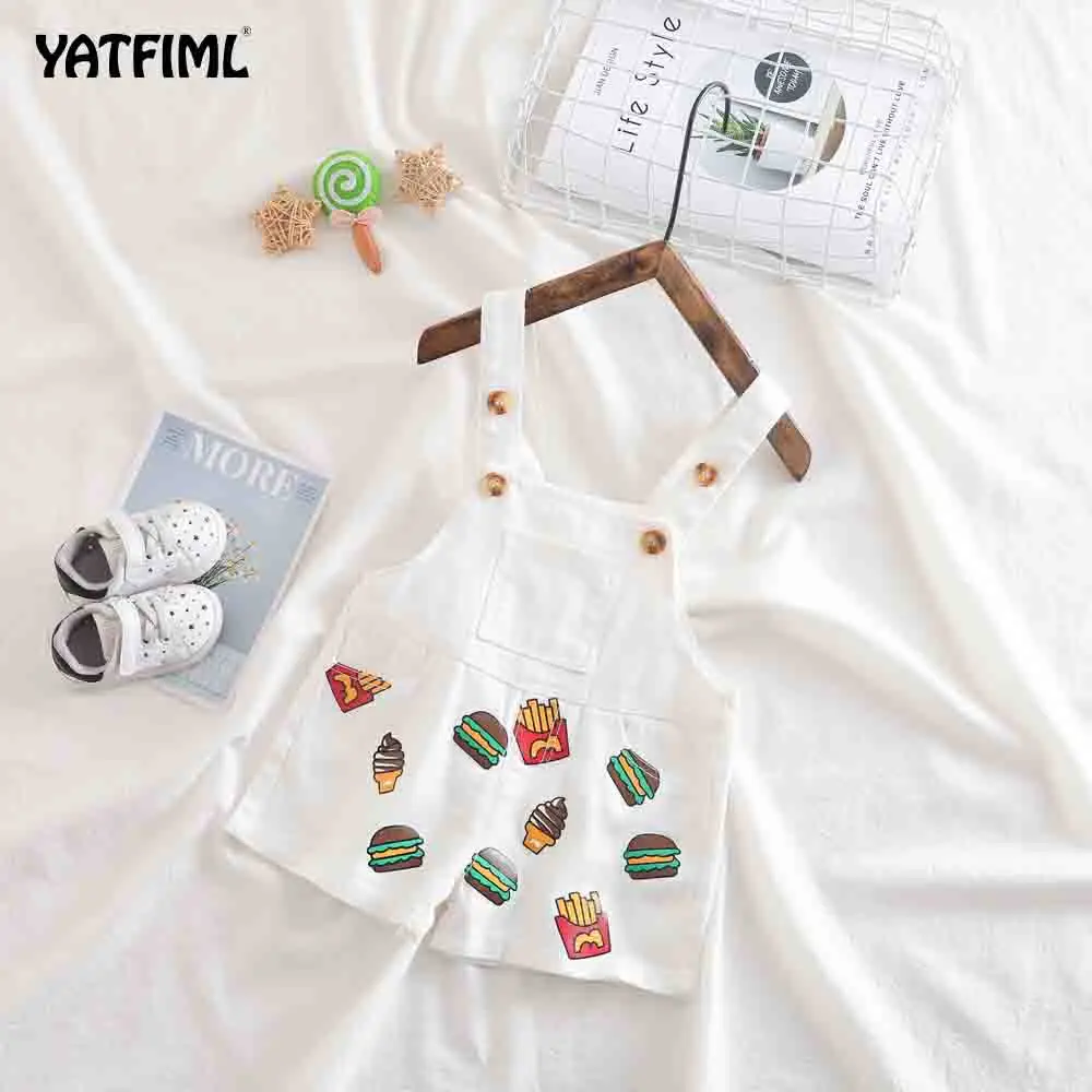 white YATFIML Штанишки для малышей мальчиков и девочек играть комбинезон джинсы Overoles Для детей, на лето милый комбинезон штаны для детей детские штаны - Цвет: white