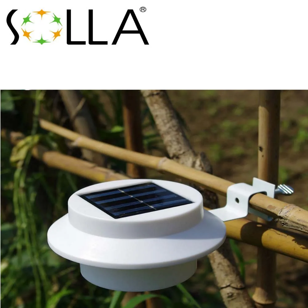 2016 Горячий Белый Солнечной Энергии 3 LED Забор Раковина освещения Открытый Сад