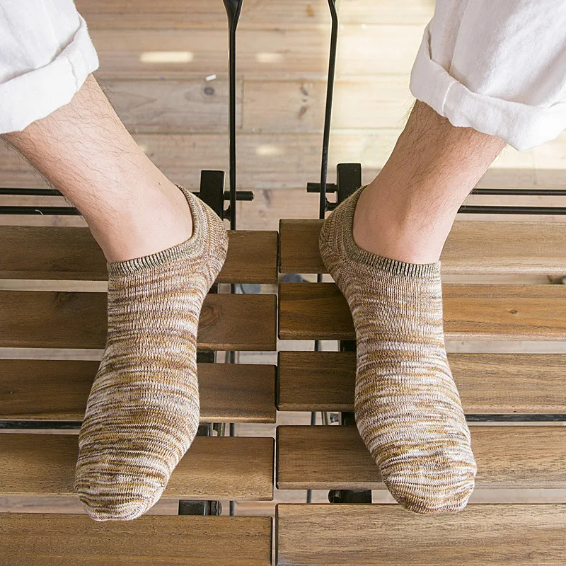 Новые мужские Хлопчатобумажные Носки Мода Полосы Мелкая Рот Низкой Помощи