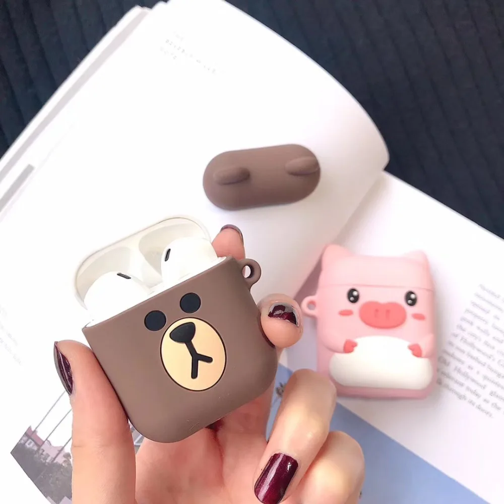 Мультяшные милые мягкие силиконовые чехлы для Airpods беспроводные Bluetooth наушники