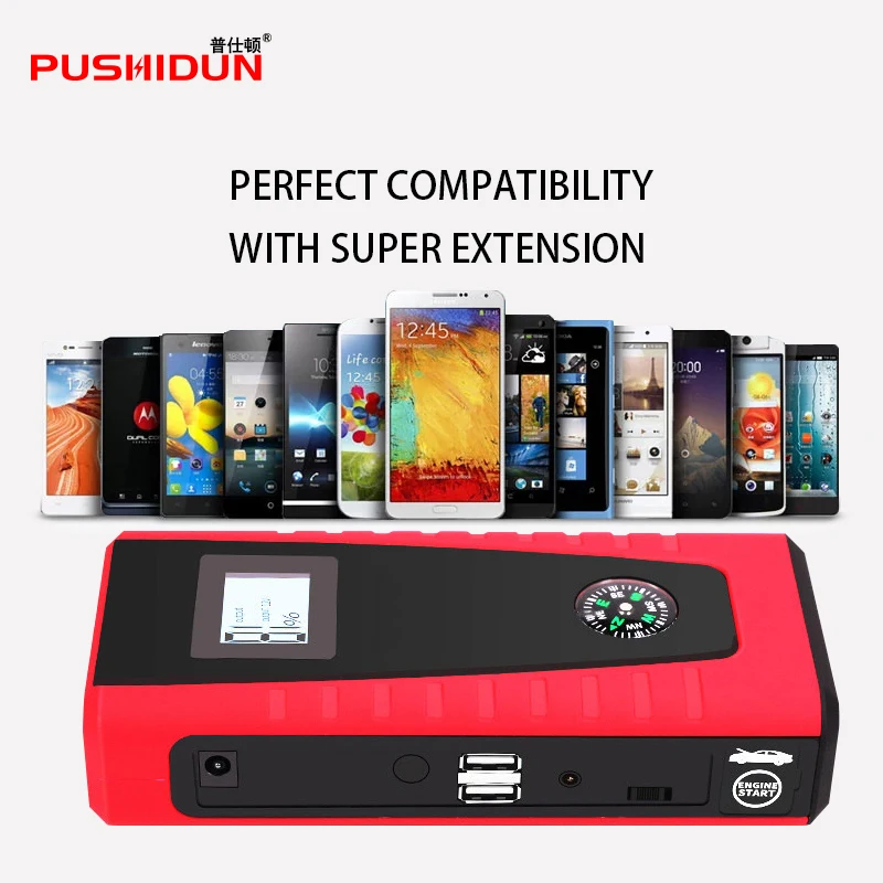 PUSHIDUN 12000mAh Car to Starter Emergency Power Bank With Ordinary Clamps And One in USB Cable | Автомобили и мотоциклы