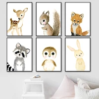 cartoon fox koala deer rabbit squirrel nordic posters and prints wall art print canvas painting nursery wall pictures kids room