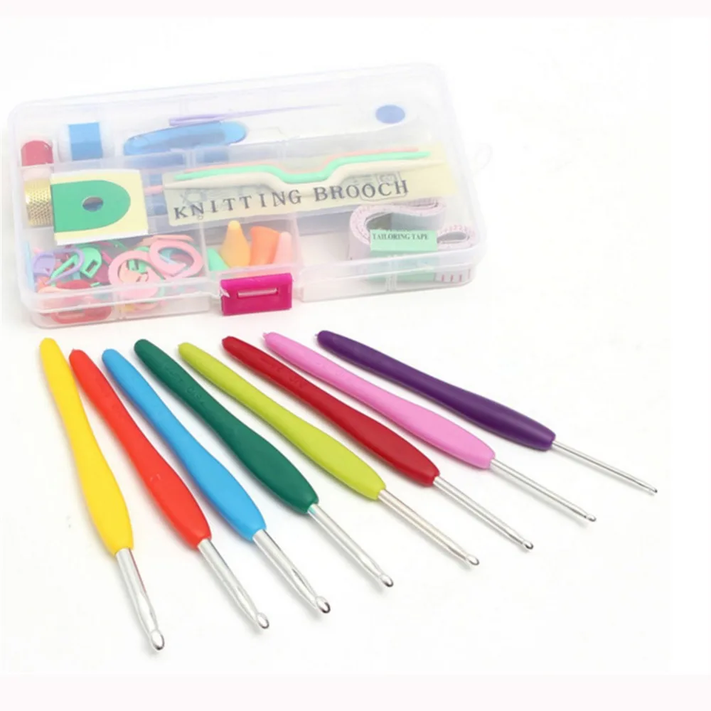 100 Sets 57 in 1 DIY 16 sizes Crochet Hooks Needles Stitches Knitting Craft Case Agulha Set Weaving Tools Sewing | Дом и сад