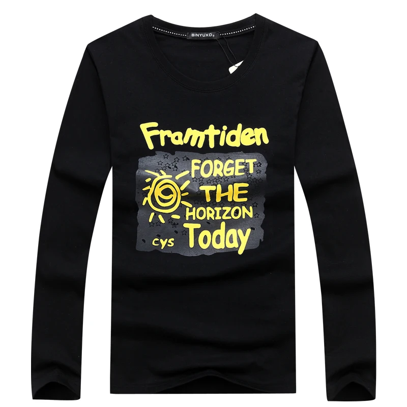 Мужская хлопковая Приталенная футболка Повседневная модная с длинным рукавом