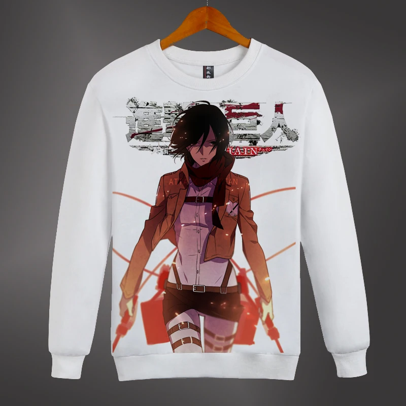Высокое качество унисекс аниме Cos Attack on Titan Eren Mikasa костюмы для косплея пуловер с круглым вырезом повседневные толстовки с капюшоном