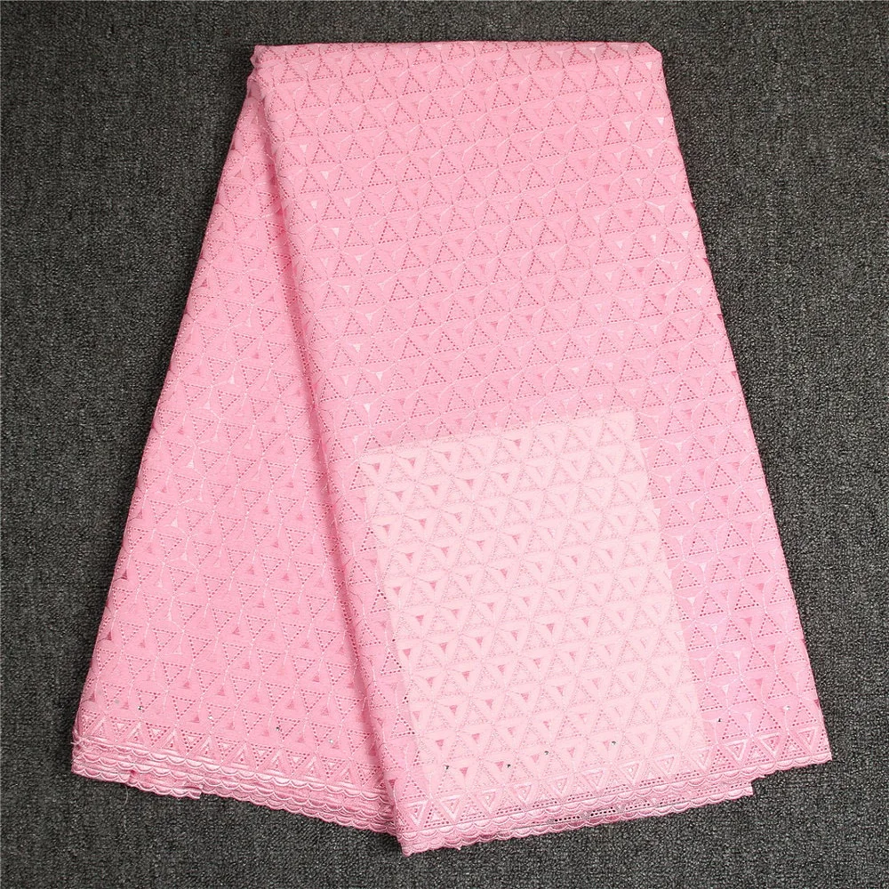 Розовая швейцарская ткань хлопок с вышивкой Африканское сухое кружево ручная