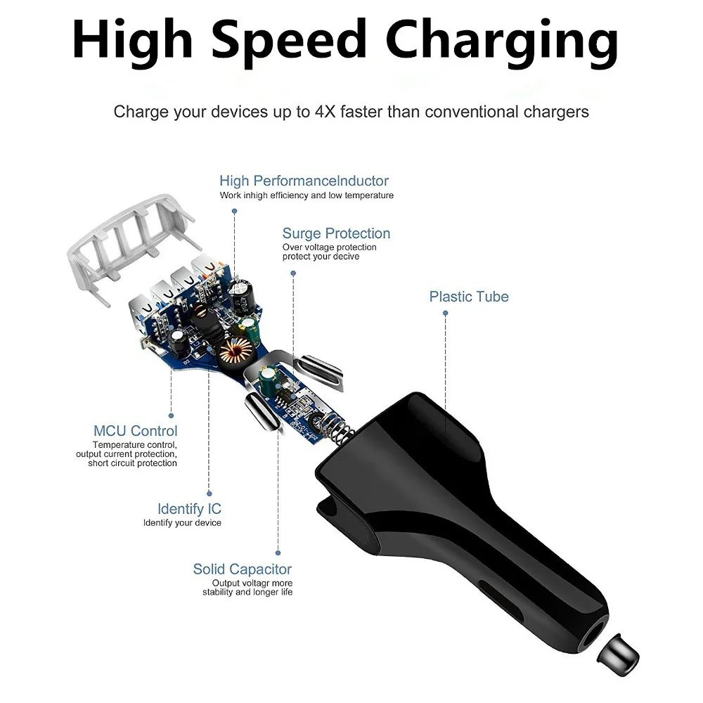 4 USB Quick Charge 0 3 Автомобильное зарядное устройство для Xiaomi mi 9 Huawei P30 Pro QC4.0 QC3.0 QC 7A