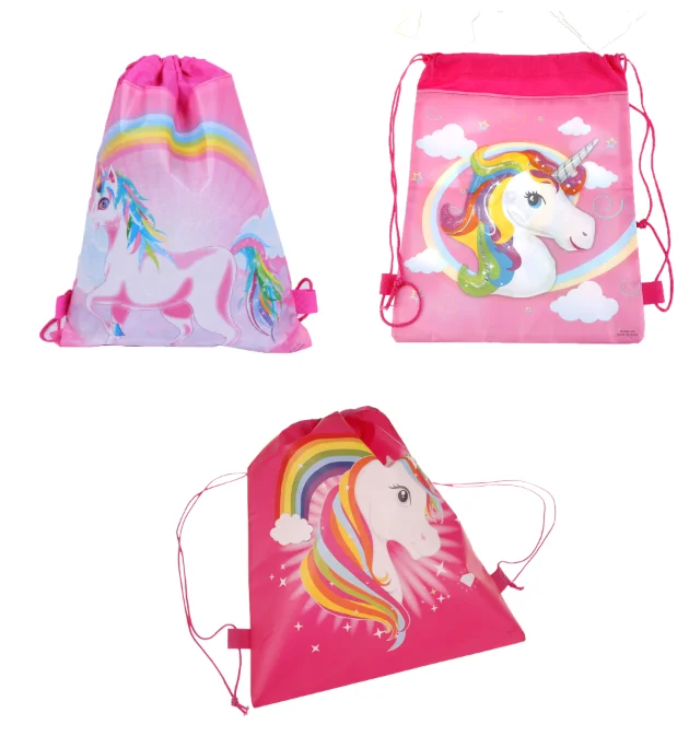 3Styles Fashion Cartoon Theme Unicorn String Bags Kids Back 35.5*28cm Drawstring Bag | Багаж и сумки