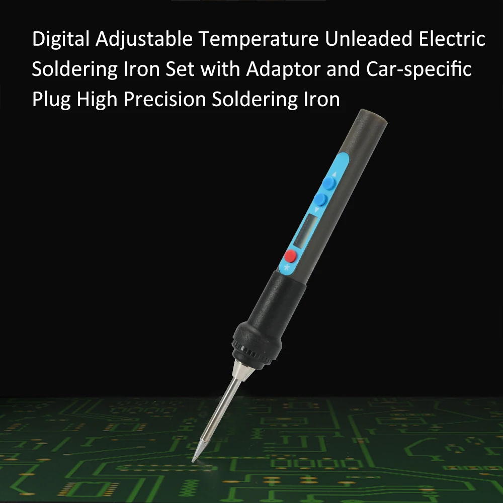 

Digital Adjustable Temperature Unleaded Electric Soldering Iron Set with Adaptor and Car-specific Plug