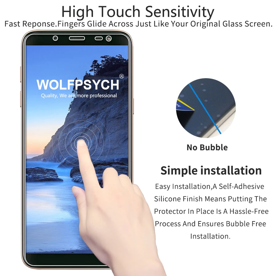 WOLFPSYCH 2.5D закаленное Стекло для samsung Galaxy J6 J8 Ясно Защитная пленка против царапин
