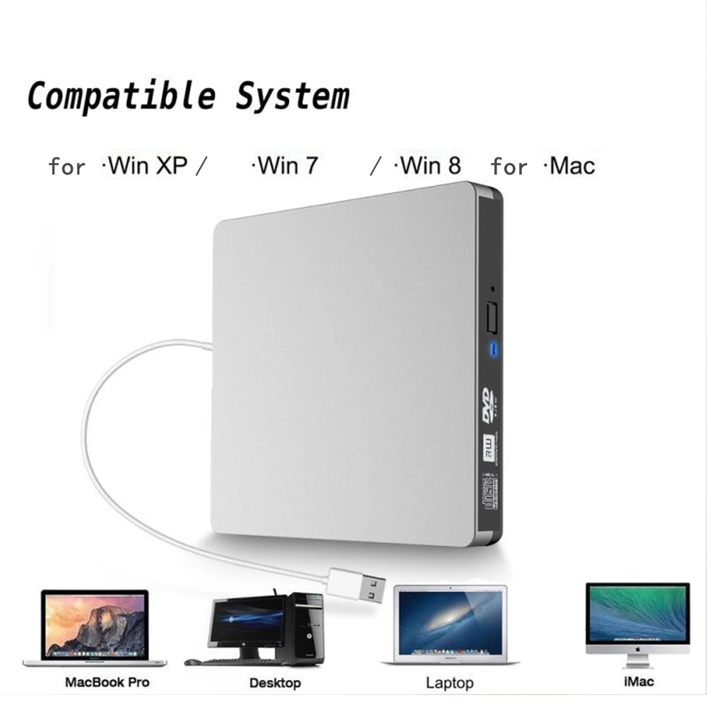 DVD привод USB 3,0 Оптический плеер горелки Reader portable Портативный внешний рекордер горелки внешний Drive/DVD-RW привод#1109