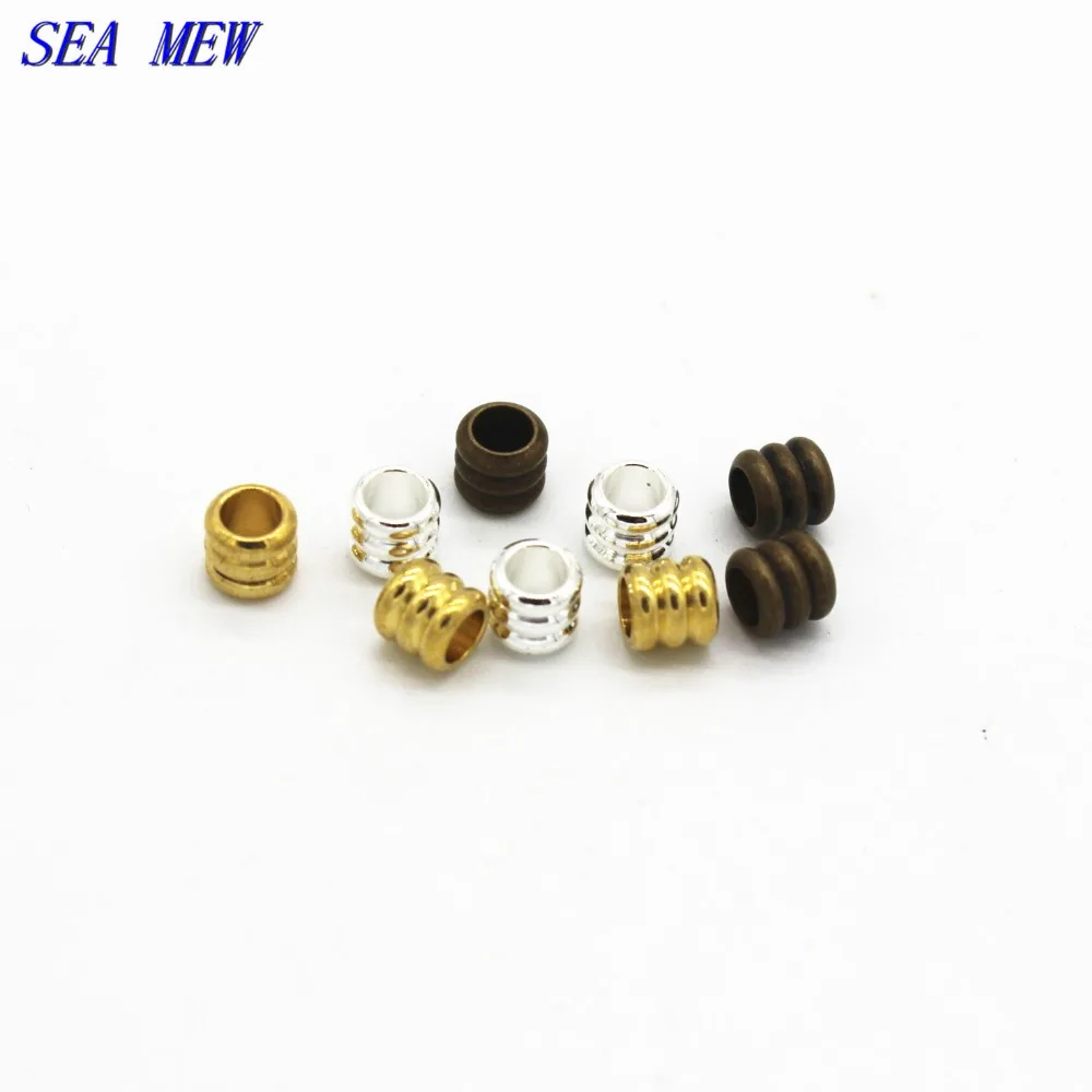 SEA MEW 100 шт. 4 5*5 мм металлическая латунная бусина прокладка бисер DIY трубные бусины