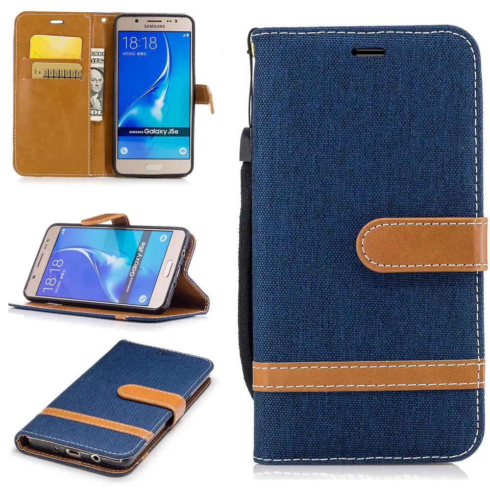 Джинсовый кошелек откидные чехлы книжки для Samsung Galaxy J5 2016 SM J510F (2016) Duos J510FN/DSS J510H/DS