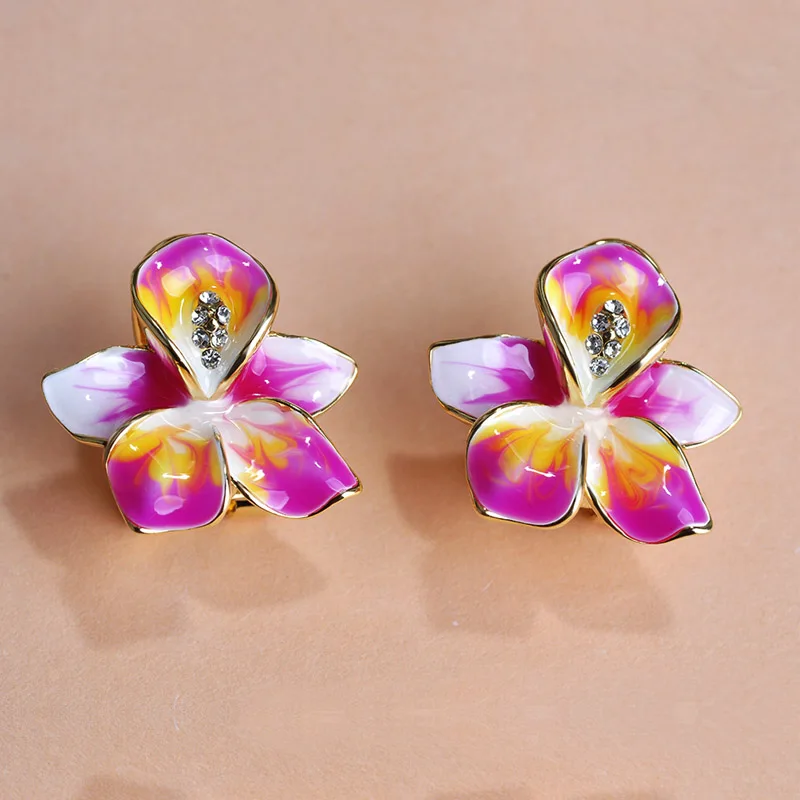 Женские маленькие серьги гвоздики Blucome фиолетовые эмалированные с французским