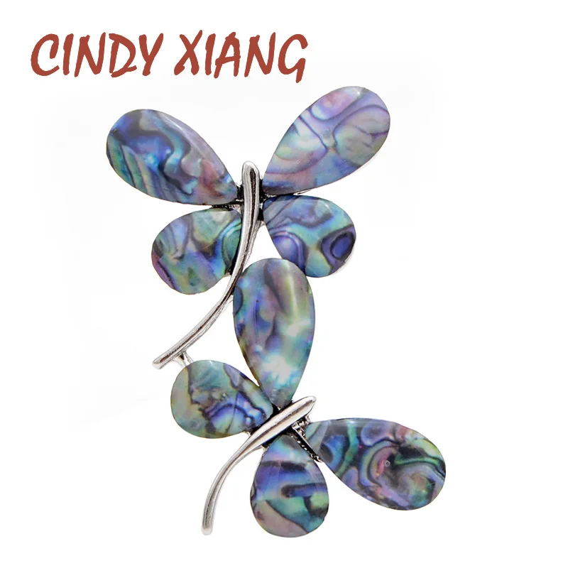 

CINDY XIANG New Shell Double Butterfly Brooches for Women Fashion Insect Pin Brooch Spring Style Accessories High Quality 2019