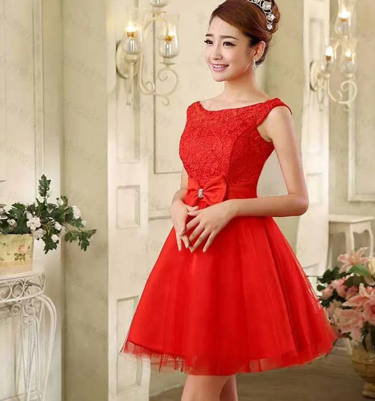 Robe de soiree/ вечернее платье без рукавов; Платья для особых случаев; короткие платья на шнуровке; vestido de festa; платья для выпускного вечера - Цвет: red