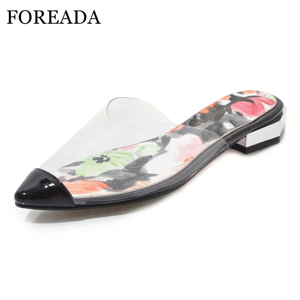 FOREADA/женские туфли без задника Летние шлепанцы Туфли на низком каблуке с