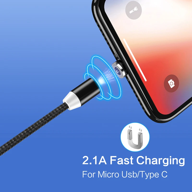 LASAiER Магнитный Micro Usb кабель для Xiaomi Redmi 2.1A Быстрый Магнитный usb-кабель для зарядки Micro Usb для samsung Android магнит