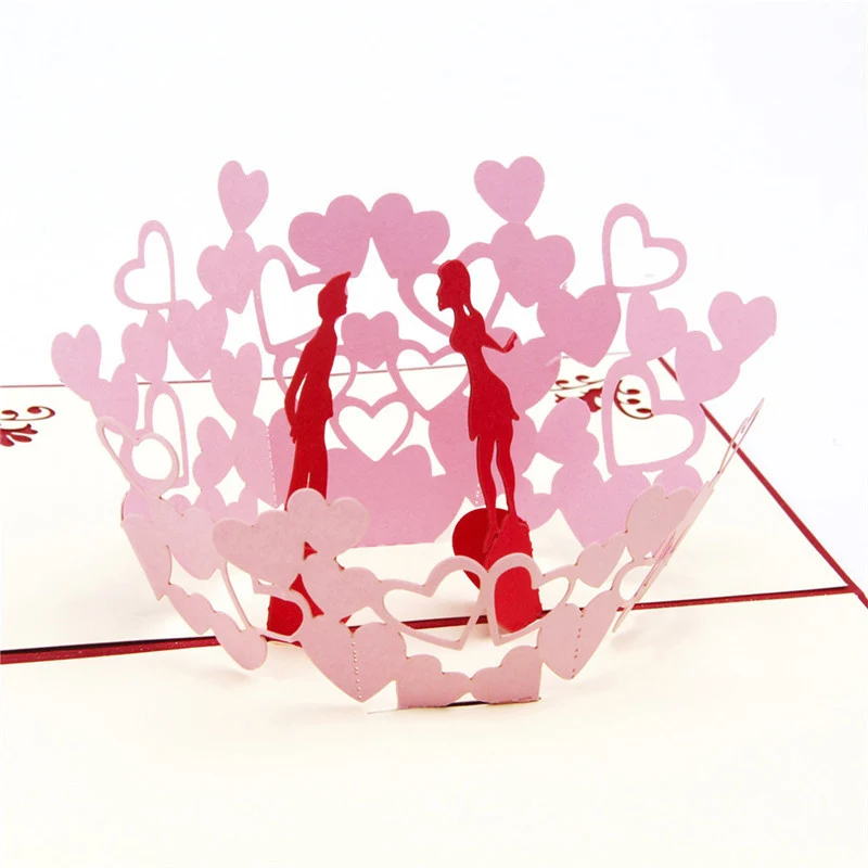 3D лазерная резка любовь сердца бумажные приглашения открытки вечерние свадебные