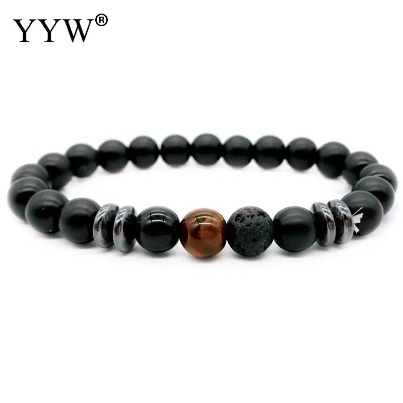 tiger eye Натуральный браслет с черным камнем для мужчин тигровый глаз 8 мм диско шар абузин Подвески Браслеты для женщин мужчин ювелирные изделия Анти-усталость Bijoux - Окраска металла: tiger eye