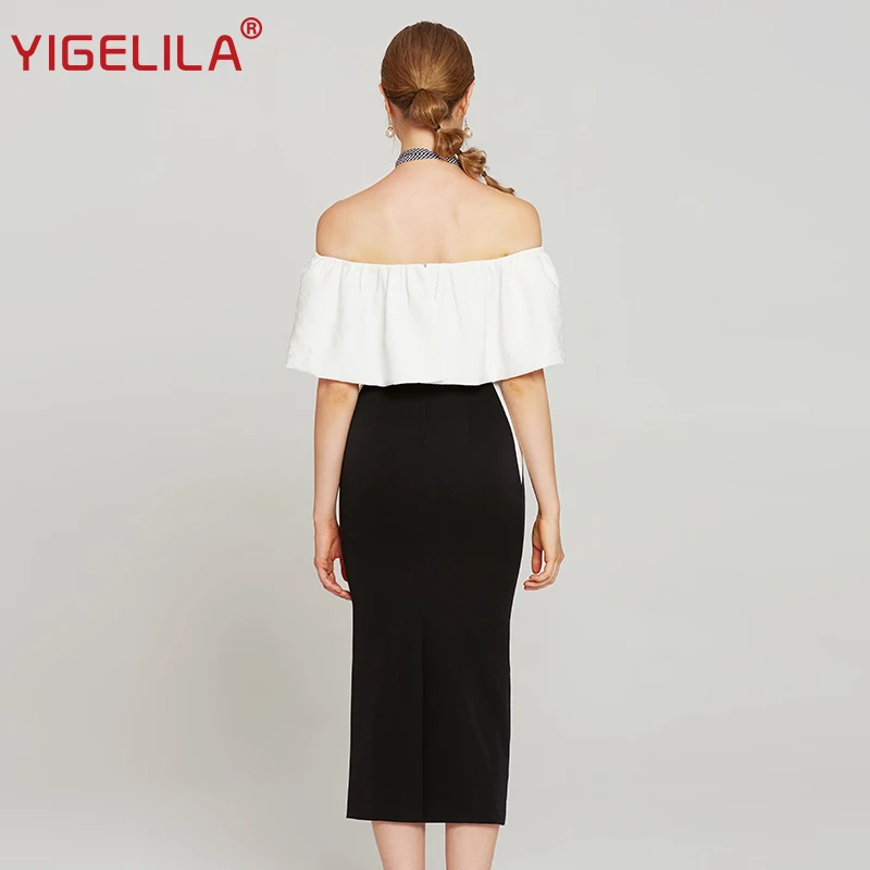 Женское вечернее платье YIGELILA облегающее с вырезом лодочкой и открытыми плечами