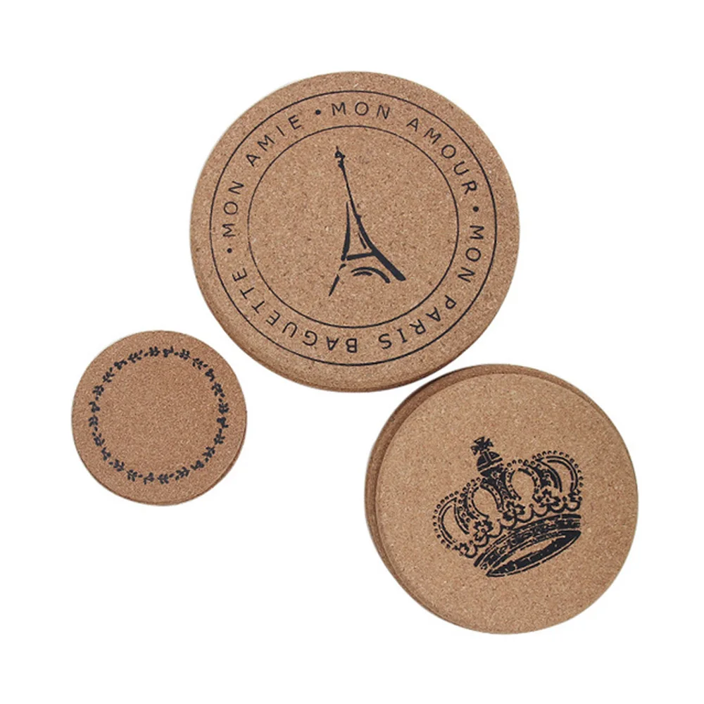 Винтажные круглые пробковые подставки под напитки кухонные обеденные