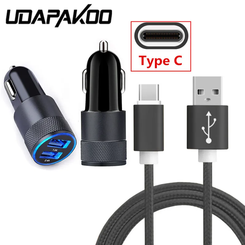 Металлическое автомобильное зарядное устройство с двумя USB портами 2 1 А + кабель