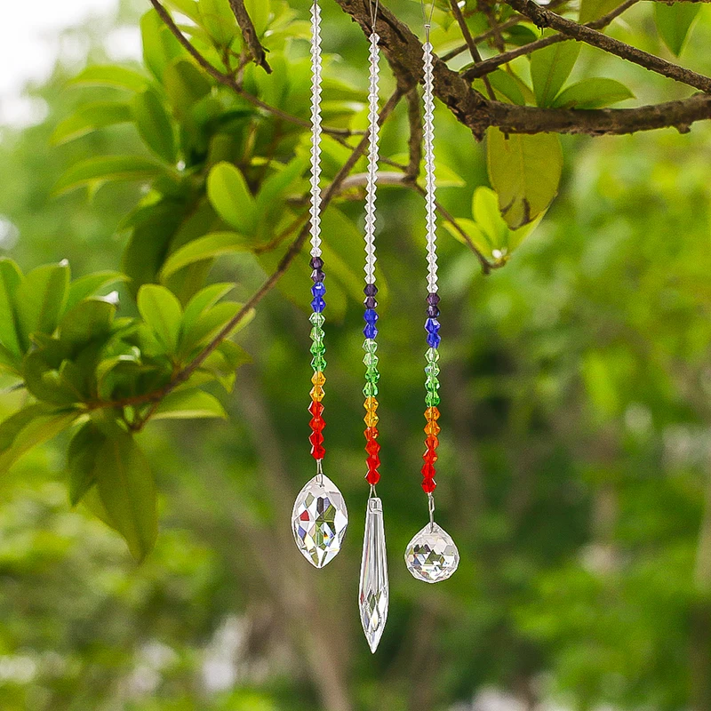 H & D набор из 3 чакра хрустальные призмы окно Suncatcher Радуга создатель подвесной