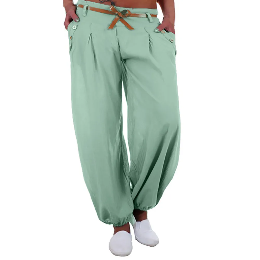 Женские брюки карго Длинные уличные эластичные с высокой талией и карманом