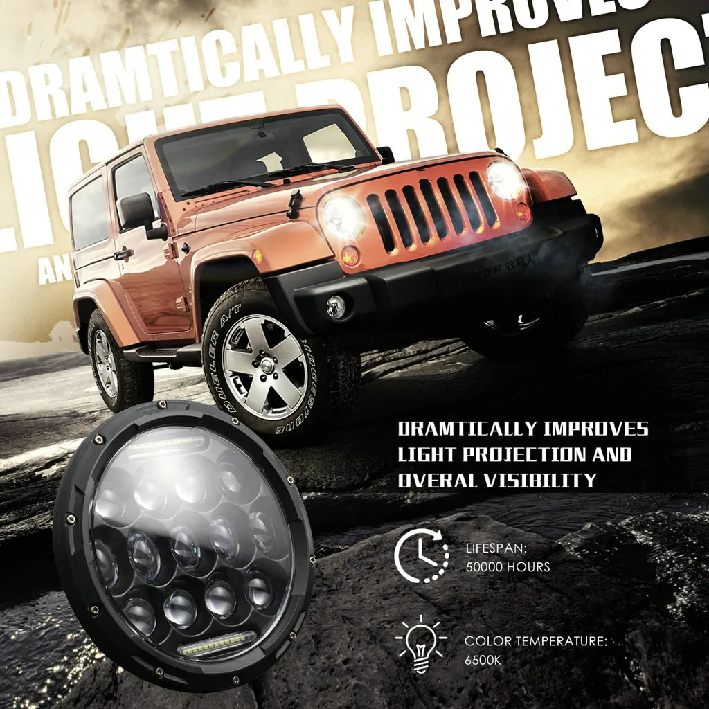 

Круглые автомобисветодиодный светодиодные фары 300 Вт, дальний/ближний свет 97-18 для JEEP JK TJ LJ Wrangler, 7 дюймов, новинка 2019, эритростиль, дропшиппин...