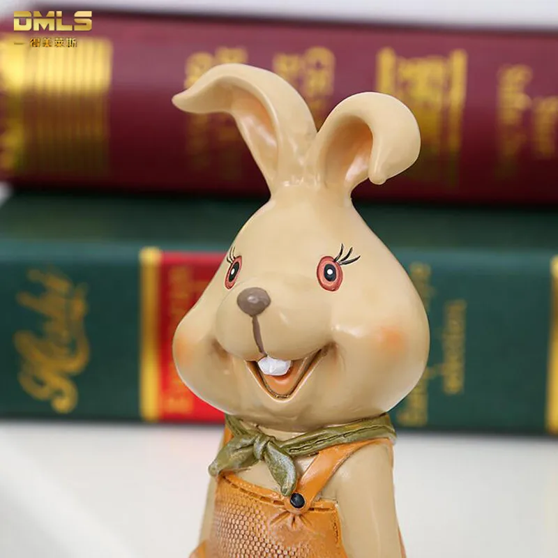 Lover Toy Rabbit Figures Figurines Resin Artware Lovely Couple Ornaments Doll For Home Decoration 2 pcs/set Free Shipping | Дом и сад