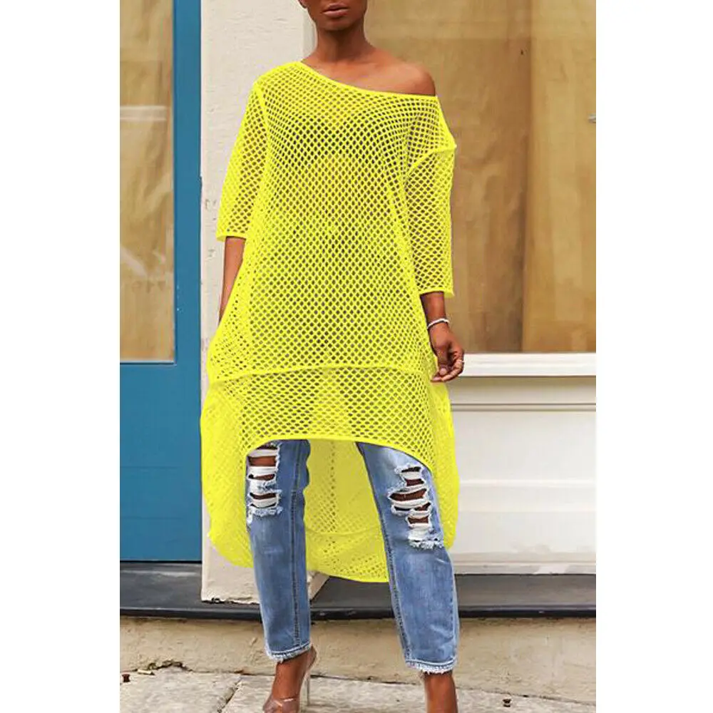 

Women Beachwear Bikini Cover Up Ladies Mesh Perspective Swimwear Half Sleeve Off Shoulder Beach Dress Skirts