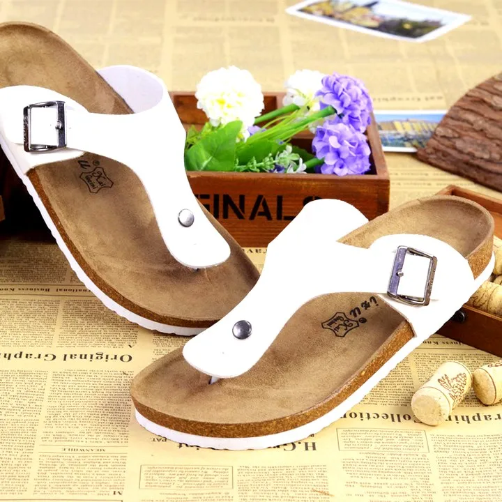 Сандалии унисекс пляжные пробковые шлепанцы Нескользящие летняя обувь