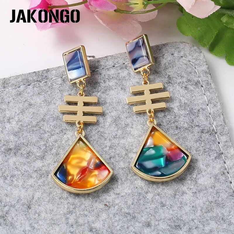 Женские длинные висячие серьги JAKONGO золотые с цветным камнем и кристаллами