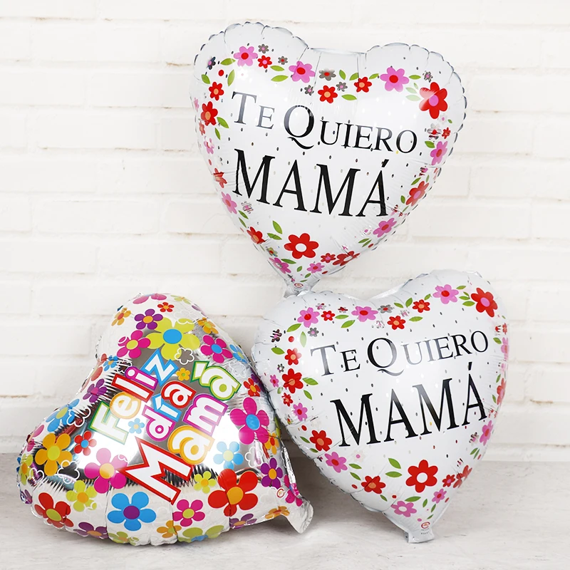 

5pc 18inch Spanish Feliz dia Mama Foil Balloons heart Te Quiero Mama Mother's Day Birthday Party Decorations adult Helium Globos