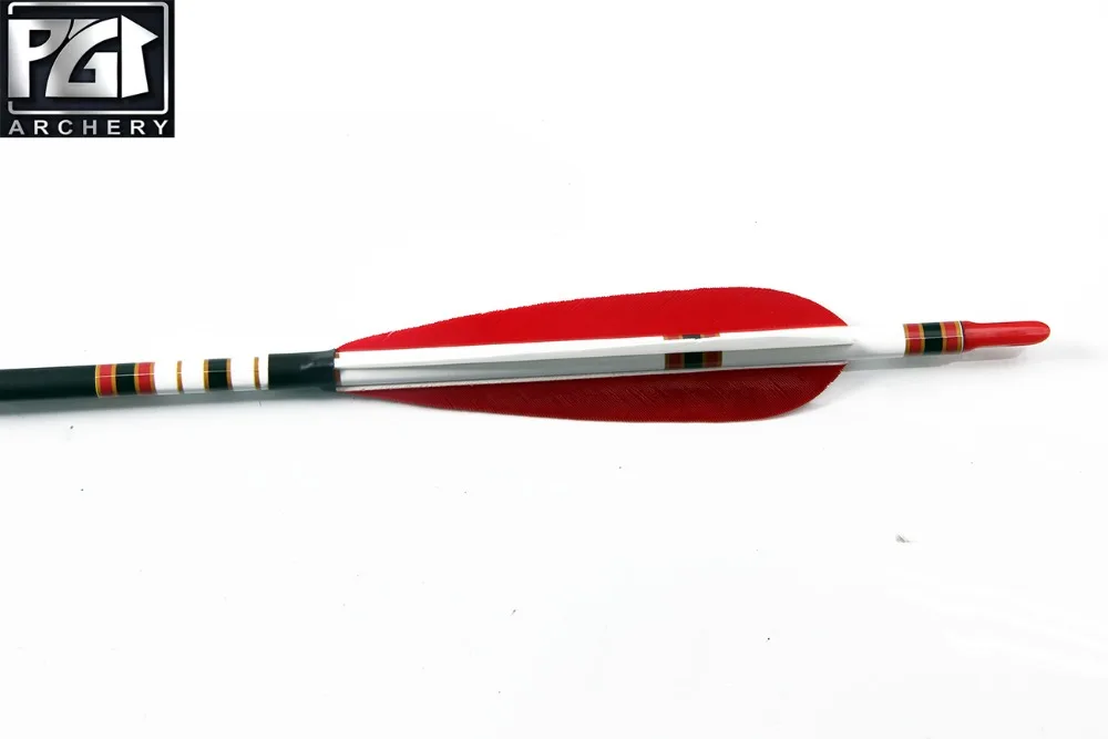 PG1ARCHERY углеродная стрела с 5 ''параболические перья позвоночника 500 OD 7 6 мм