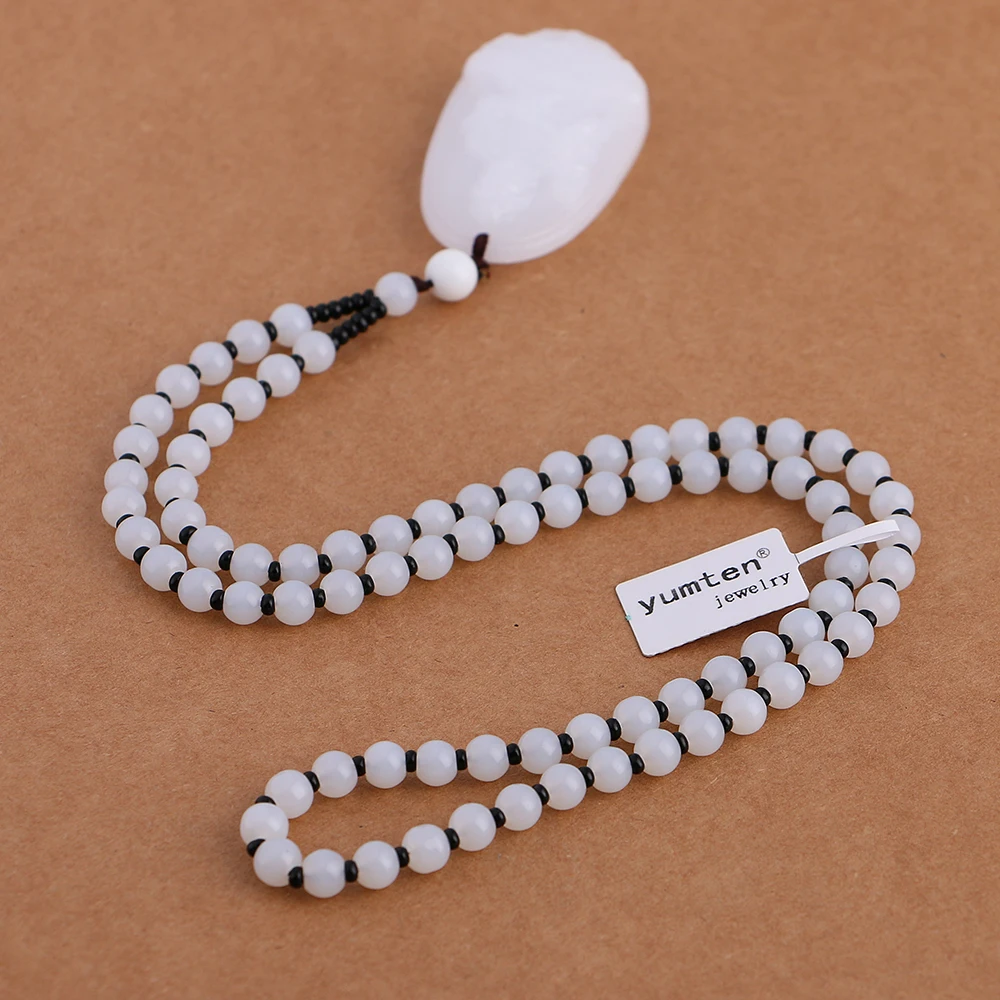 Кулон Будда из белого нефрита длинное ожерелье мужской и женский камень на день