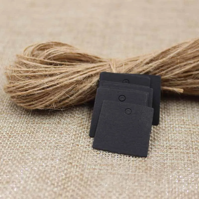 

Lovely Small square Shape Party Decoration Paper cards Kraft /black /white Gift Tag Hang tag 200pcs +200 hemp string