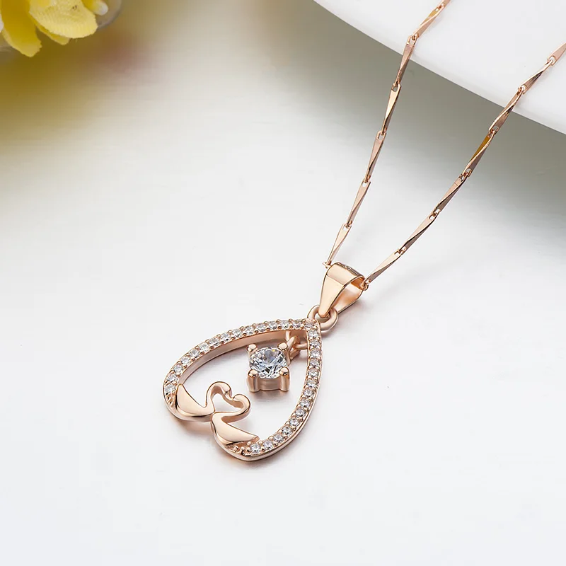 Sterling Silver Necklace Pendant Women Jewelry Swan Love Gift Chain 925 with Box 18K Gold Plated Anniversary | Украшения и