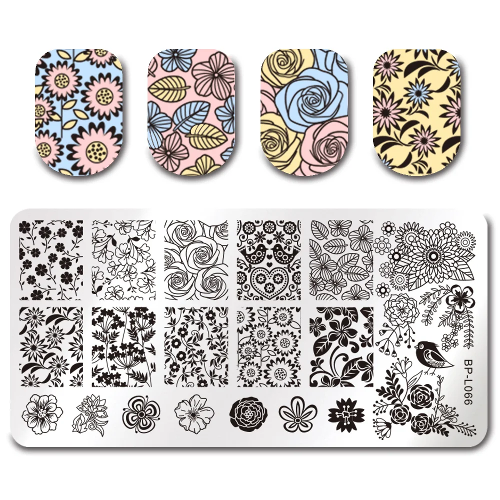 BP-L066 BORN PRETTY ногтей штамповки пластины 12*6 см Животные цветок растения шаблон дизайн ногтей штамп шаблон Лето нержавеющая сталь пластины - Цвет: BP-L066
