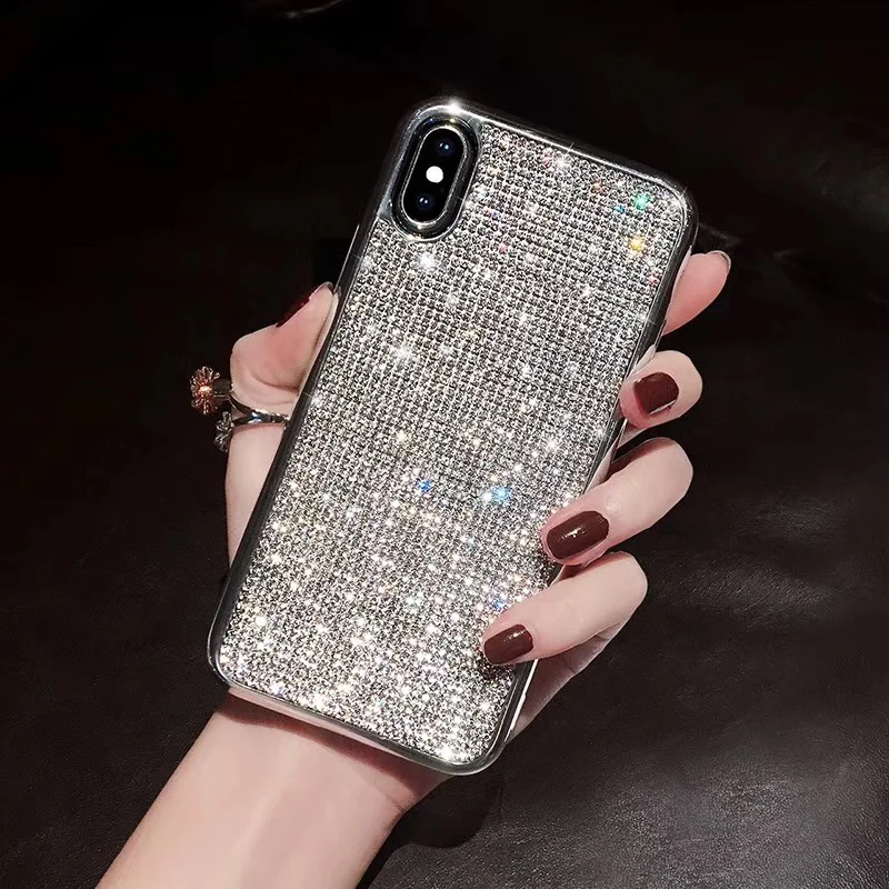Роскошный блестящий чехол со стразами для iPhone X XS Max XR 6 7 8 Plus блестящие мягкие