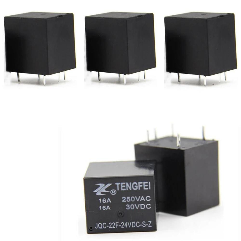 

5PCS 22F Small Conversion Type DC Relay 24V 5 Pins 16A JQC-22F-24VDC-S-Z