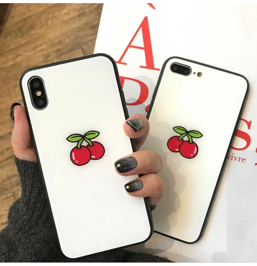 Для iphone 6 6s 7 8 плюс прекрасный небольшой вишневый случае женские модели |