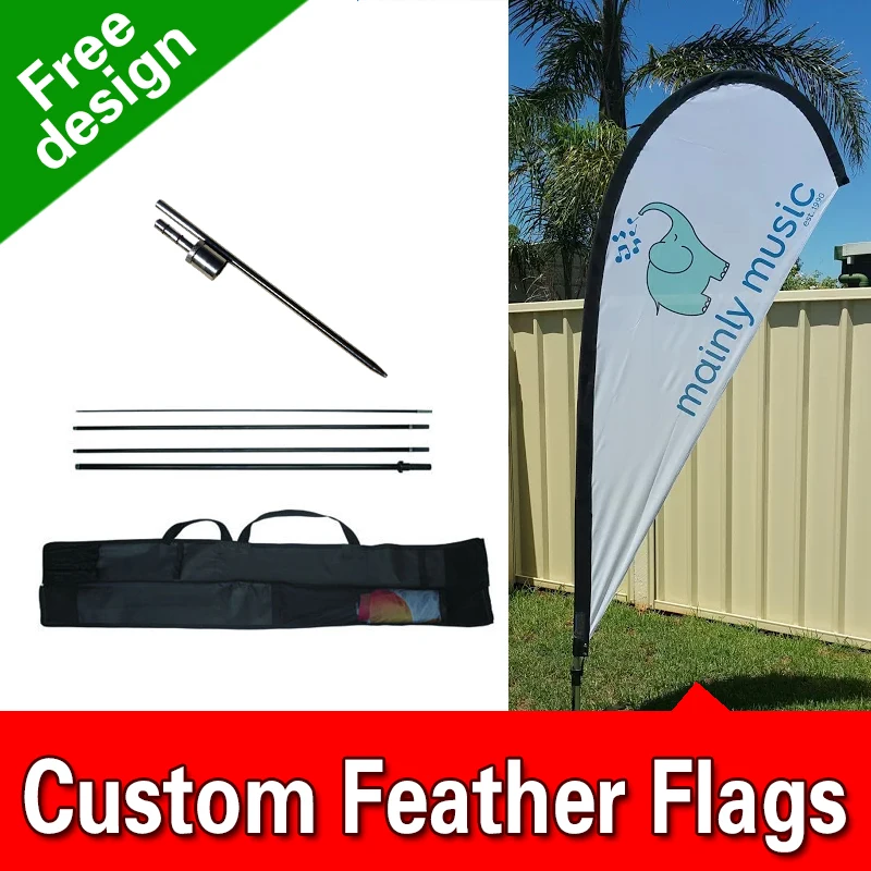 

Free Design Free Shipping Double Sided Inground Spike Teardrop Flags Banners Signs Advertising Feather Flags Pole Kit Beach Flag