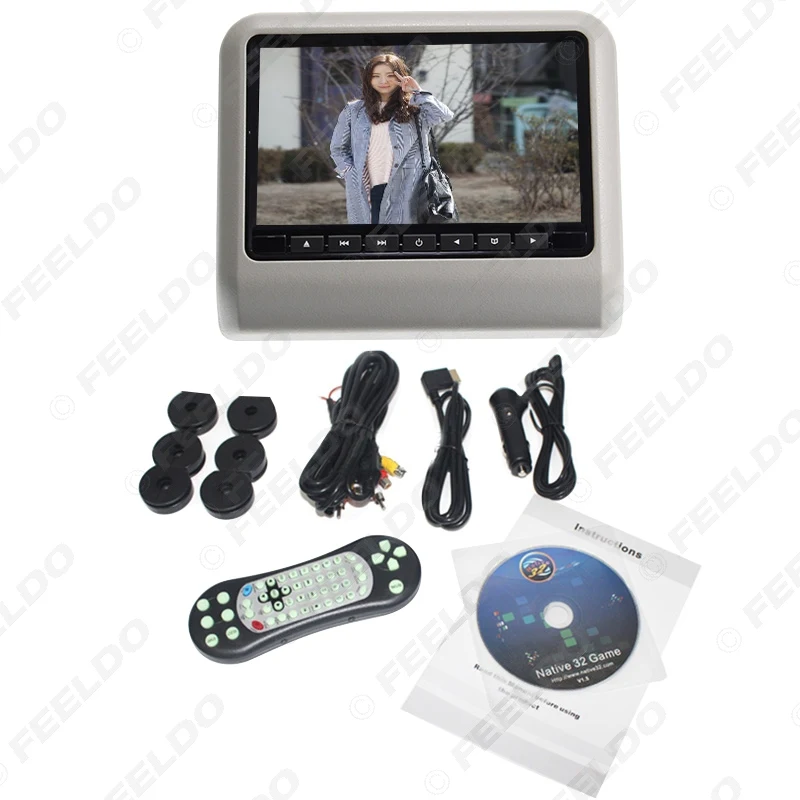 FEELDO 1 компл цифровой HD 9 &quotавтомобильный монитор подголовника LCD висит DVD плеер с FM