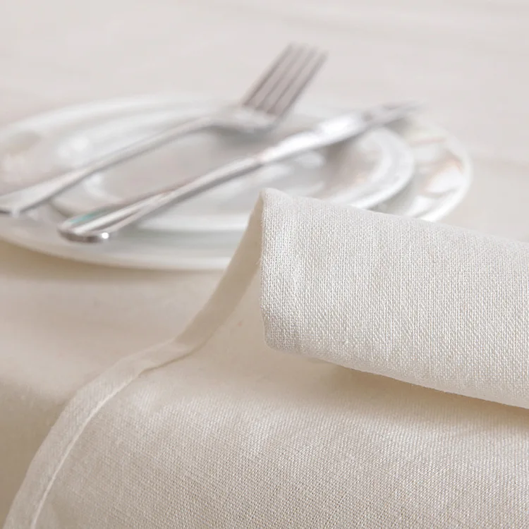 

High Quality Cotton and linen thick modern simple table cloth white plain lace table cloth