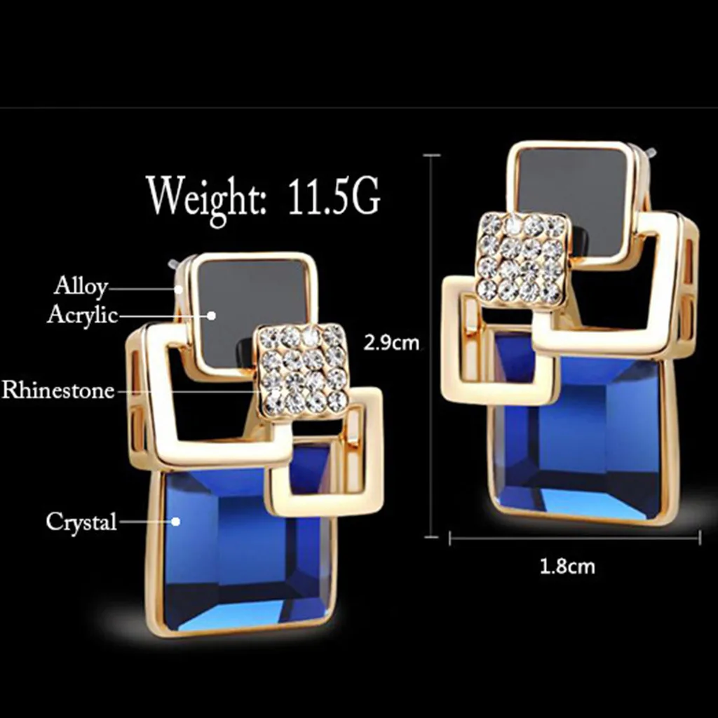 Элегантные винтажные квадратные серьги с кристаллами геометрические Изящная