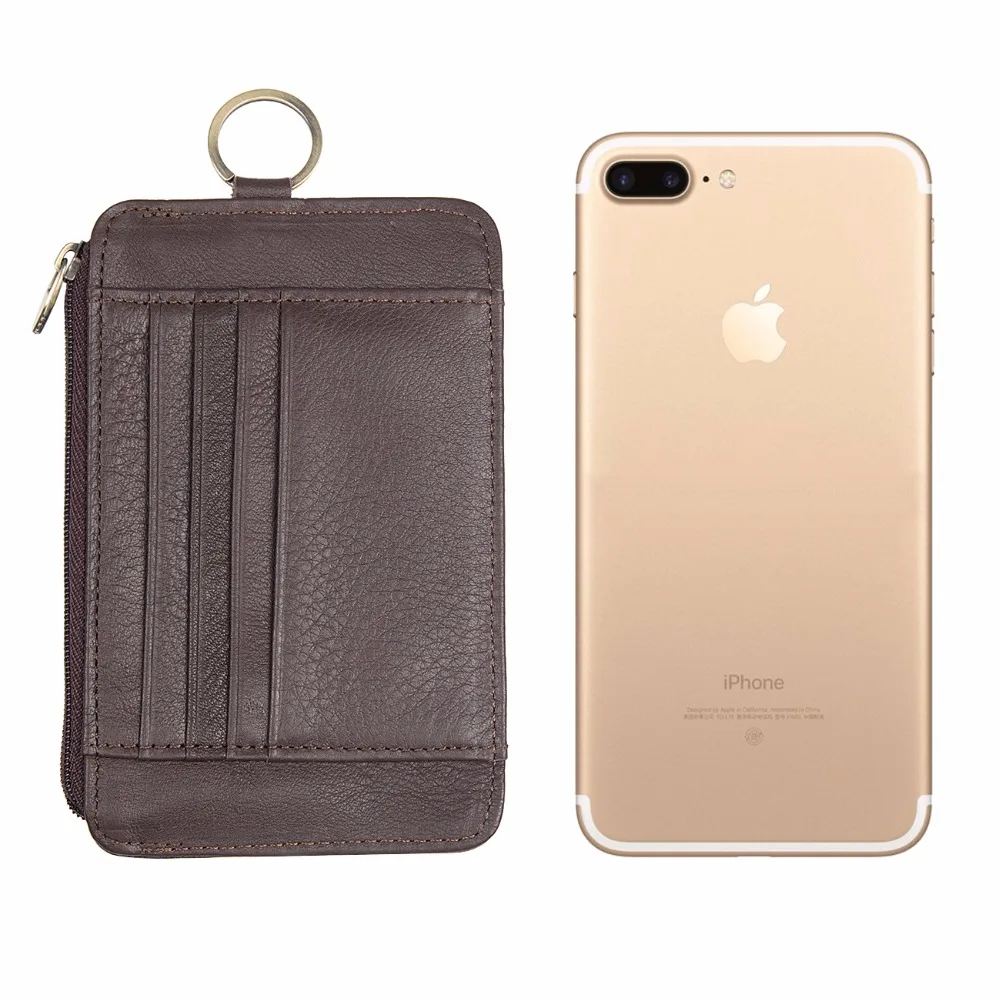 Augus 100% натуральная кожа чехол для карт с кольцом круг маленький кошелек Кредитная