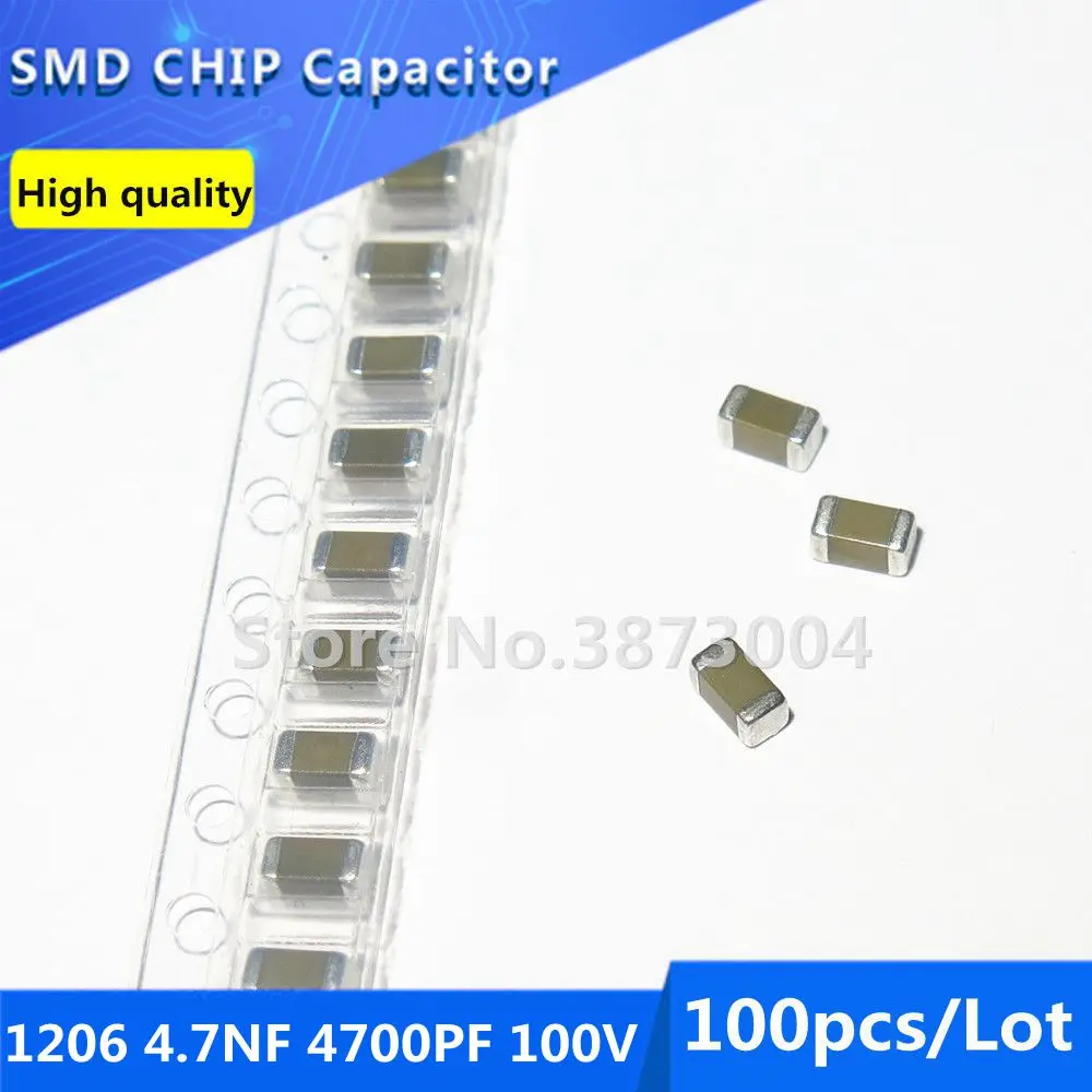 

100 шт. 1206 4.7NF 4700PF 100V 10% толстая пленка чип многослойный керамический конденсатор